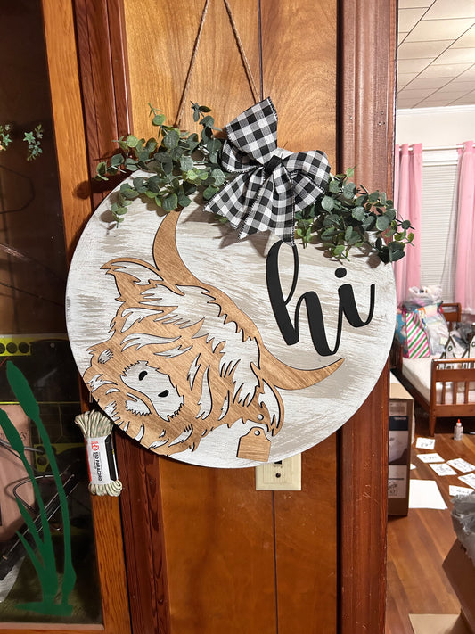 Highland Cow Door Hanger