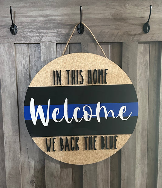 Back The Blue Door Hanger