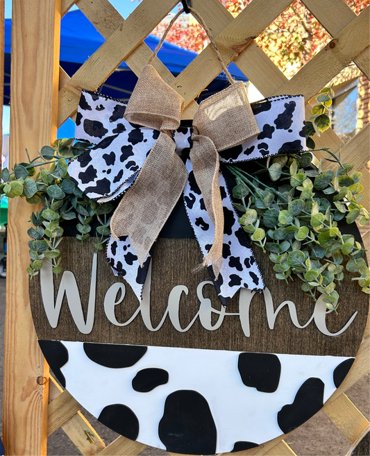 Cow Print Door Hanger